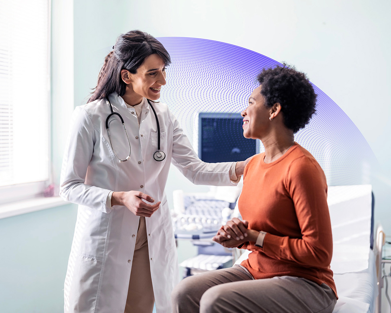 Local doctor helping female patient