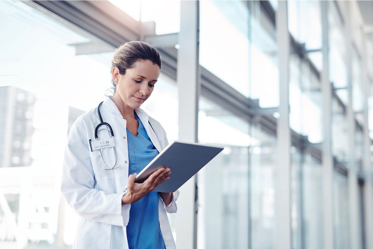 Doctor reviewing records