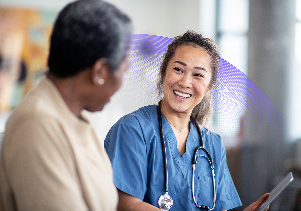 Female doctor and patient talking