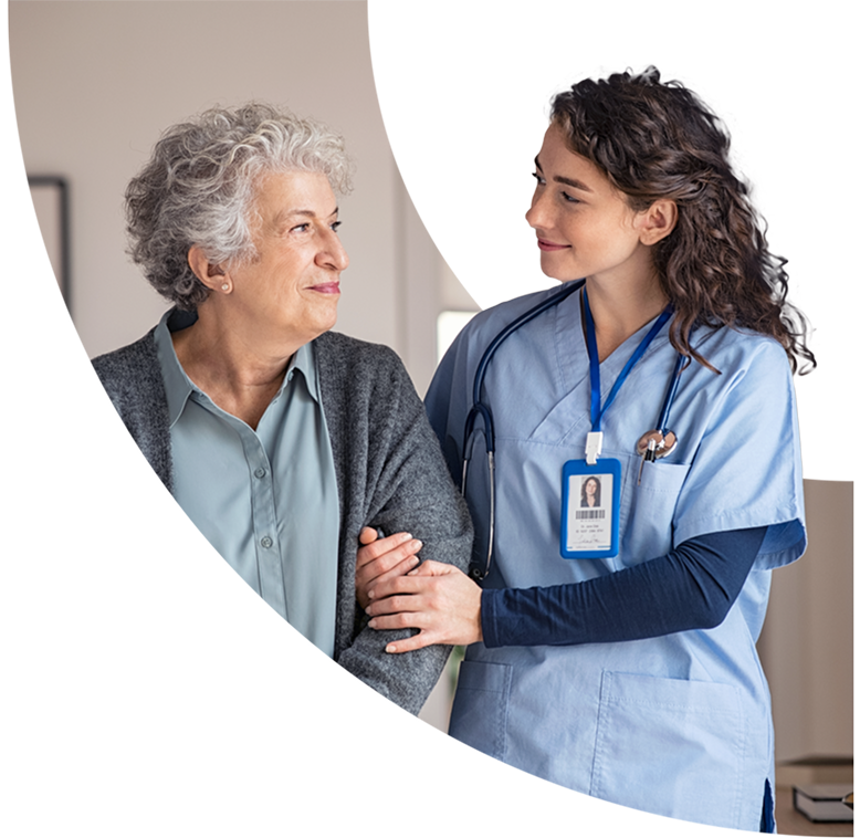 Nurse helping an elderly woman